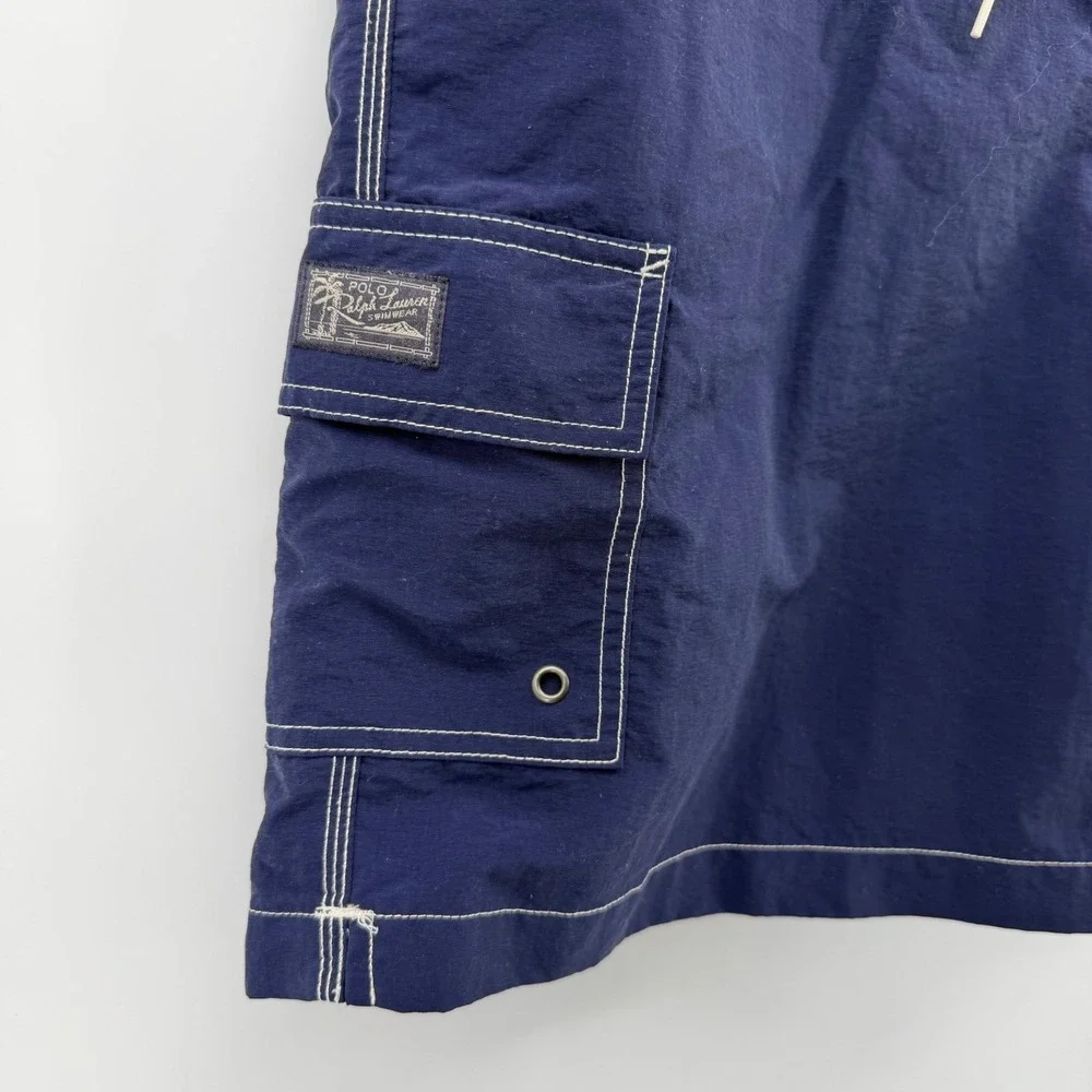 Polo Ralph Lauren Swim Trunks Mens XL Navy Blue‎ Cargo Board Shorts Pony Logo